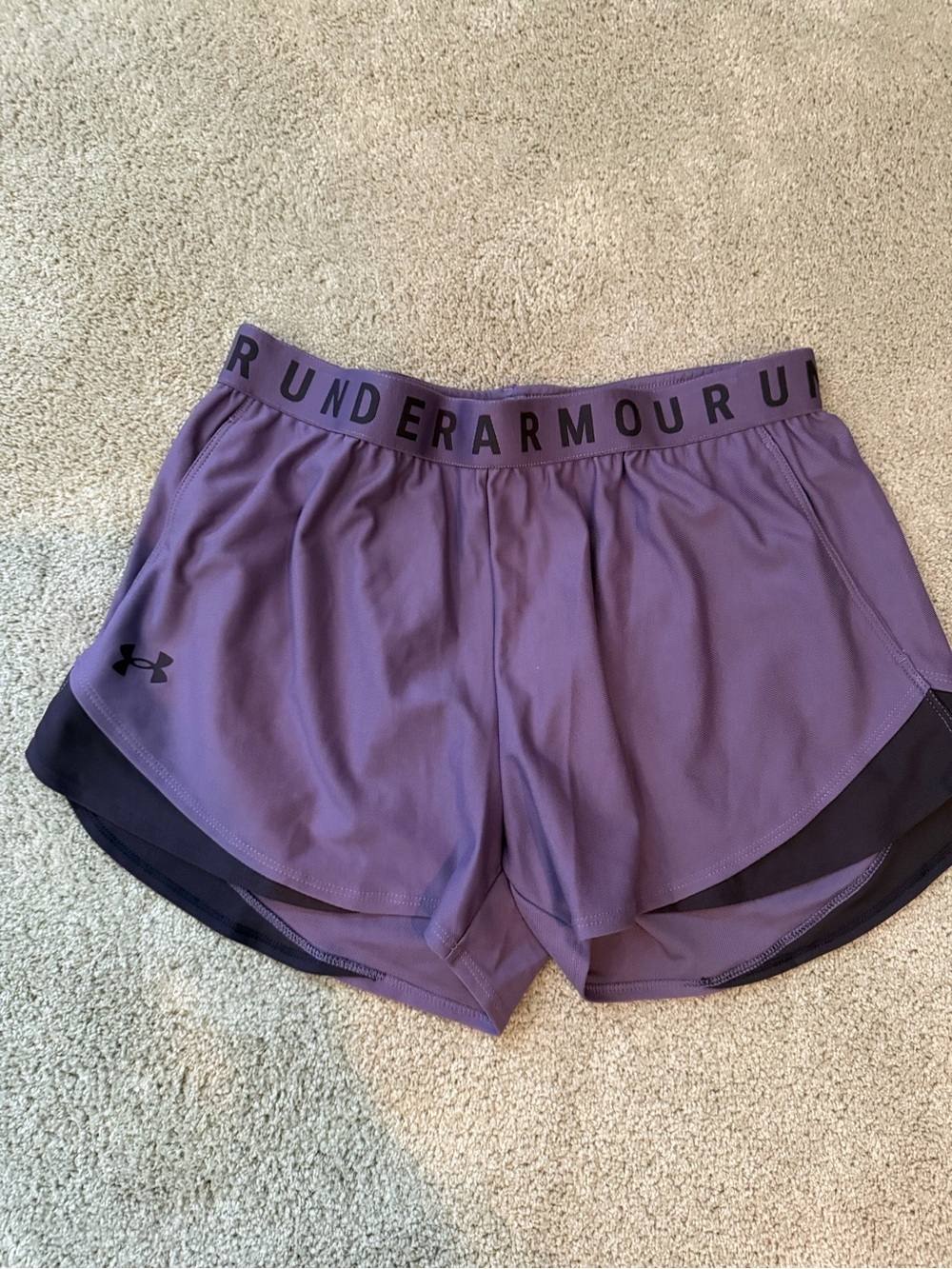 Under Armour Lavender Purple Women’s Athletic Shorts with Black Accents - Picture 3 of 4